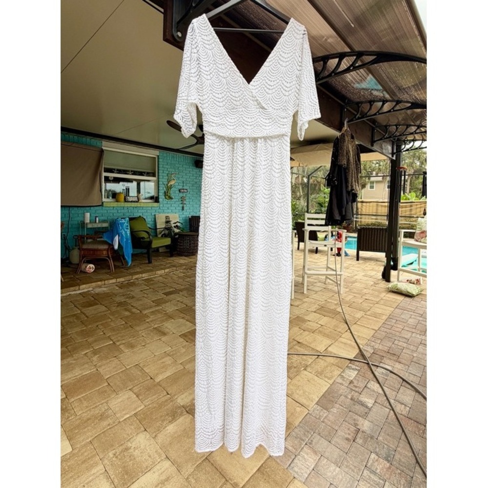 Lilly Pulitzer Parigi White Scalloped Lace Flutter Sleeve Maxi Dress Small - Picture 5 of 16